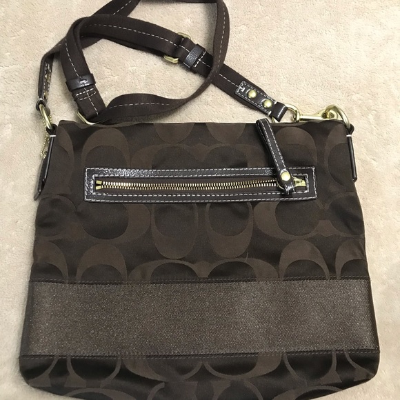 Coach Signature C Brown Canvas Crossbody Purse - Picture 2 of 5